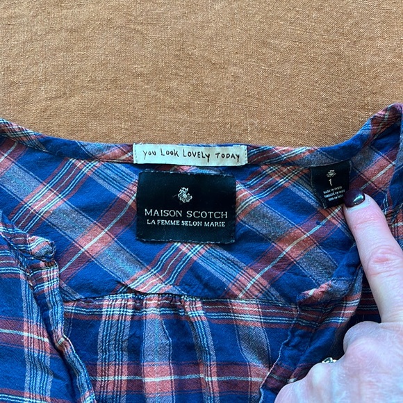 Maison Scotch Plaid blouse with fringe, 1 - Picture 2 of 8